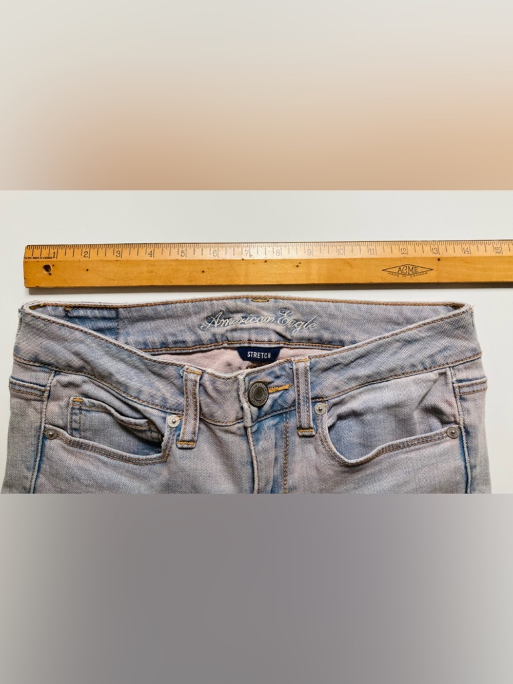 Vintage American Eagle Light Wash Skinny Jeans Gray Blue with Pink undertones - Picture 4 of 9